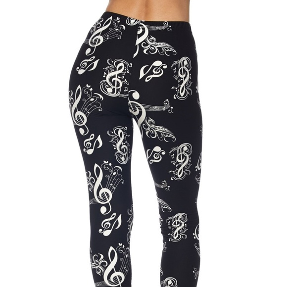 Music Melody Leggings One Size Plus Black/White - Picture 3 of 8